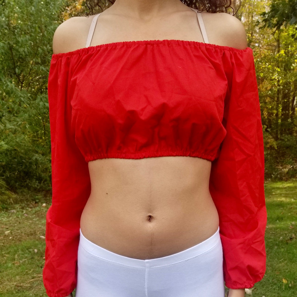 Becca Long Sleeve Crop Top Red