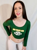 Go Pack Go Packers Loose Boxy Green Long Sleeve Crop Top / Made in USA