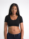 Black Short Sleeve Form-Fitting Crop Top / Made in USA