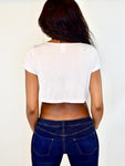 Loose Boxy White Short Sleeve Crop Top / Made in USA