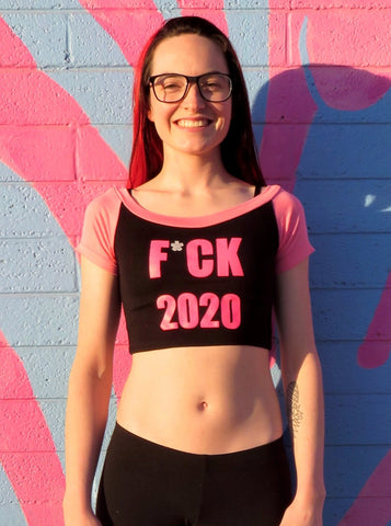 F*ck Black and Pink Crop Top / Made in USA