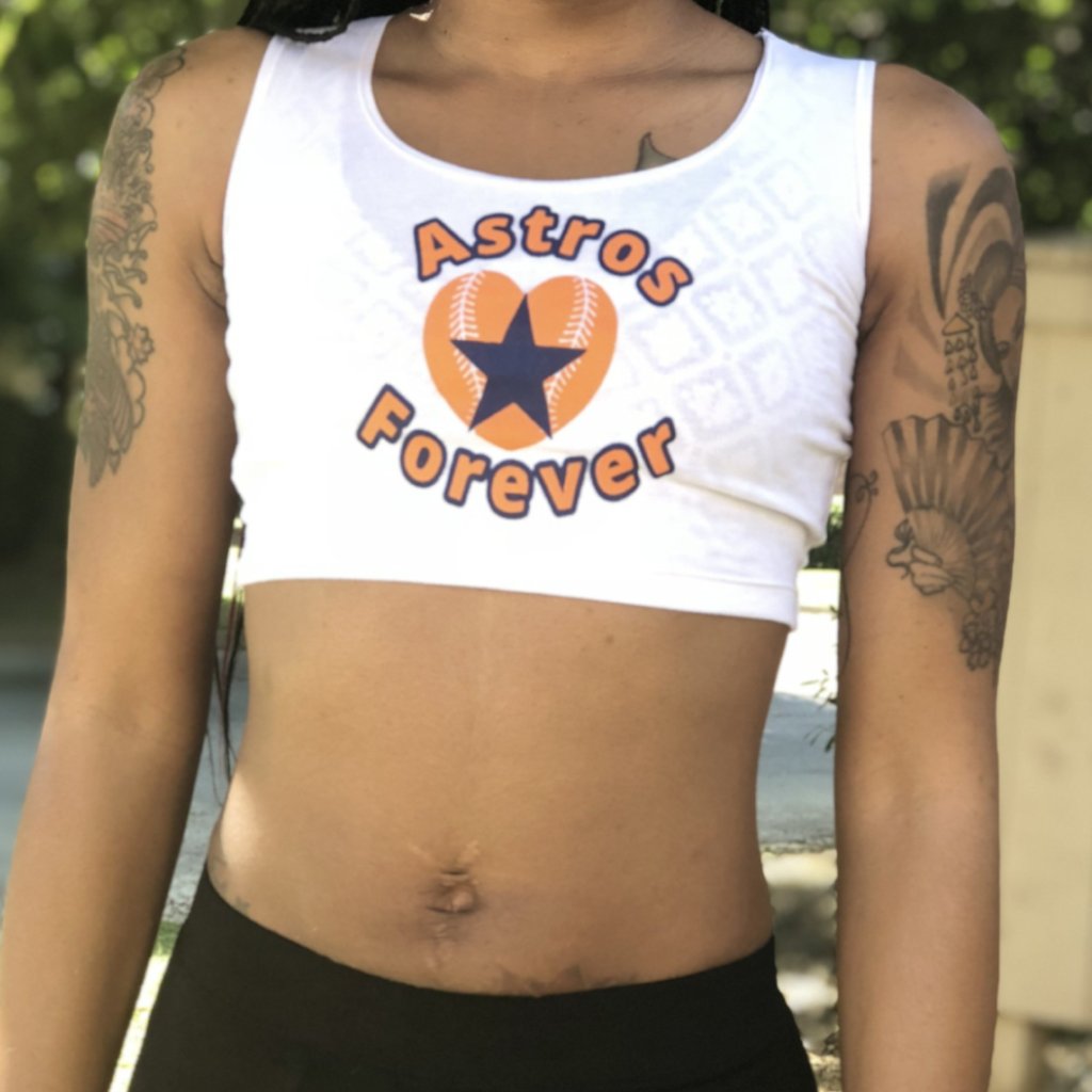Astros Forever White Form-Fitting Crop Top / Cropped Tank Top / Made in USA S / White