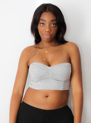 Light Gray Crop Tube Top / Made in USA