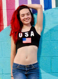 USA Black Ribbed Crop Top / Made in USA