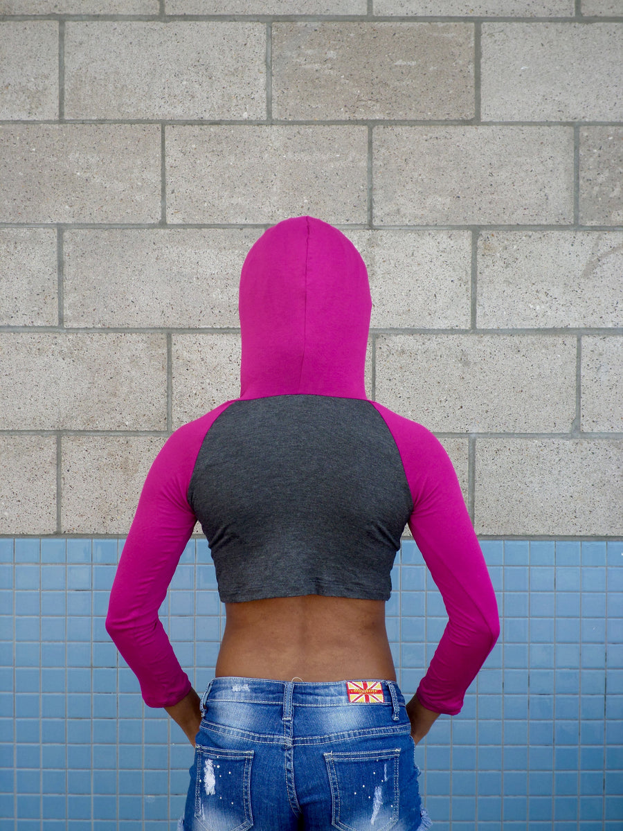 Loose Boxy Pink Long Sleeve Cropped Hoodie / Crop Top – Lyla's