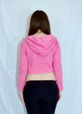 Loose Boxy Pink Long Sleeve Cropped Hoodie / Crop Top