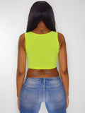 Neon Yellow Form-Fitting Crop Tank Top / Made in USA