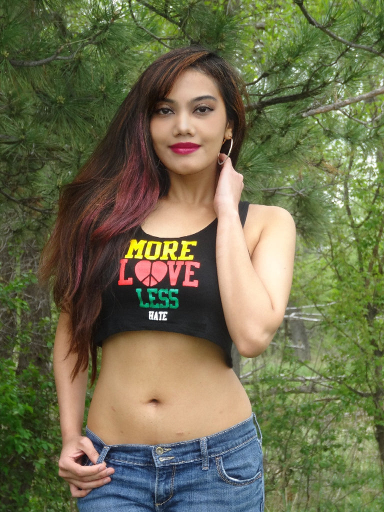 More Love Less Hate Black Crop Tank Top / Made in USA – Lyla's Crop Tops