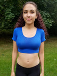 Blue Short Sleeve Form-Fitting Crop Top / Made in USA