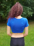 Blue Short Sleeve Form-Fitting Crop Top / Made in USA