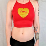 Diva Love Red Heart Halter Crop Top / Made in USA