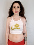 Queen White Halter Crop Top / Made in USA