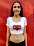 I Love Spiderman White Short Sleeve Crop Top / Made in USA