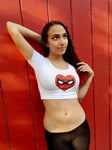 I Love Spiderman White Short Sleeve Crop Top / Made in USA