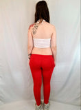 Ultra Low Rise / Super Low Rise Red Leggings / Made in USA