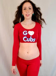 Go Cubs Red Form-Fitting Long Sleeve Crop Top / Made in USA