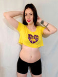 Lakers Basketball Yellow Loose Boxy Short Sleeve Crop Top / Made in USA