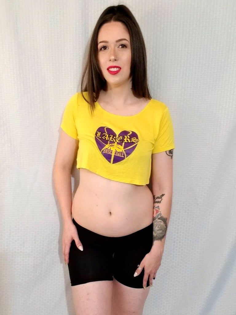 NEW Los Angeles Lakers Crop Top Baseball Jersey - USALast
