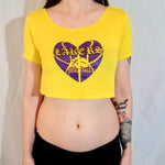 Lakers Basketball Yellow Loose Boxy Short Sleeve Crop Top / Made in USA