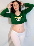 Go Pack Go Packers Loose Boxy Green Long Sleeve Crop Top / Made in USA
