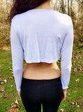 Loose Boxy White Long Sleeve Crop Top / Made in USA