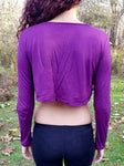 Loose Boxy Purple Long Sleeve Crop Top / Made in USA