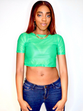 Loose Boxy Green Crop Top Jersey / Made in USA