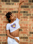 Lakers Basketball White Short Sleeve Crop Top / Cropped Jersey / Made in USA