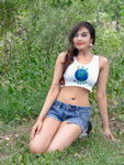 One Planet Earth Day White Crop Tank Top