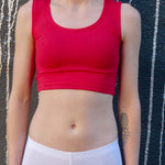 Red Form-Fitting Crop Tank Top / Made in USA