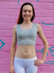 Gray Form-Fitting Crop Tank Top / Made in USA