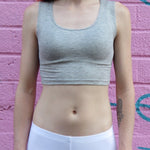 Gray Form-Fitting Crop Tank Top / Made in USA
