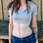 Light Gray Sleeve Form-Fitting Crop Top