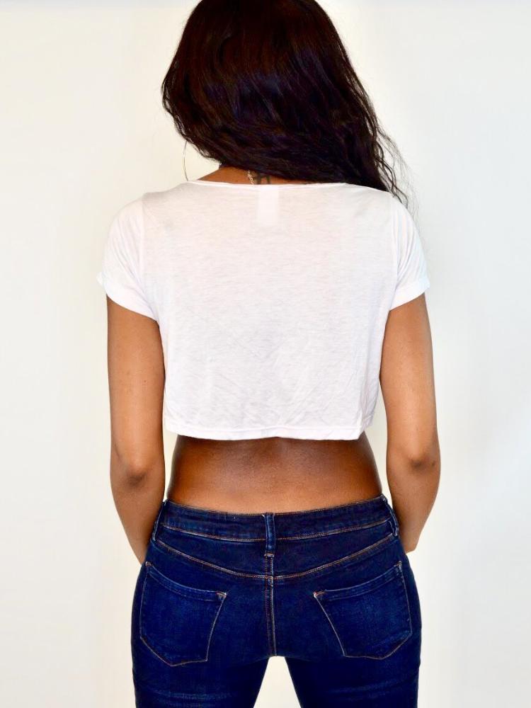 Loose Boxy White Short Sleeve Crop Top / Made in USA – Lyla's Crop Tops