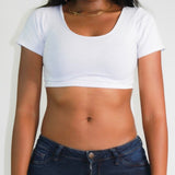 White Short Sleeve Form-Fitting Crop Top / Made in USA