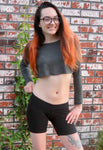 Loose Boxy Gray Long Sleeve Crop Top / Made in USA