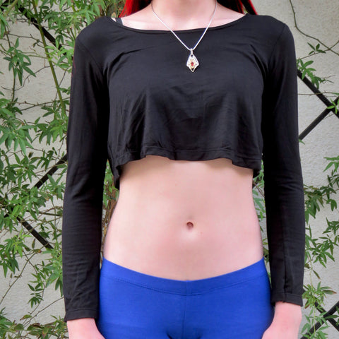 Loose Boxy Black Long Sleeve Crop Top / Made in USA – Lyla's Crop Tops
