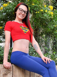 I Love Superman Red Short Sleeve Crop Top / Made in USA