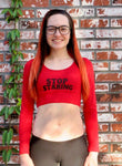 Stop Staring Red Long Sleeve Crop Top / Made in USA