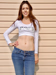 Boss White Long Sleeve Crop Top / Made in USA