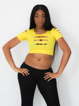 Yellow Slashed Short Sleeve Crop Top / Made in USA