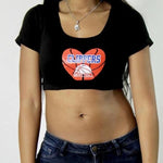Clippers Basketball Black Short Sleeve Crop Top / Made in USA