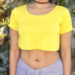Loose Boxy Yellow Short Sleeve Crop Top / Made in USA