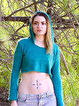 Loose Boxy Turquoise and Gray Long Sleeve Cropped Hoodie / Crop Top / Made in USA