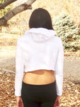 Loose Boxy White Long Sleeve Cropped Hoodie / Crop Top / Made in USA