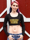 Steelers Forever Black Form-Fitting Long Sleeve Crop Top / Made in USA