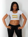 Goal Digger White Short Sleeve Crop Top / Made in USA