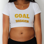 Goal Digger White Short Sleeve Crop Top / Made in USA