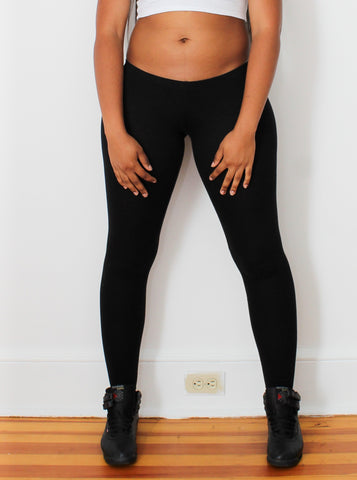 Ultra Low Rise / Super Low Rise Black Leggings / Made in USA
