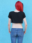 Loose Boxy Black Short Sleeve Crop Top / Made in USA